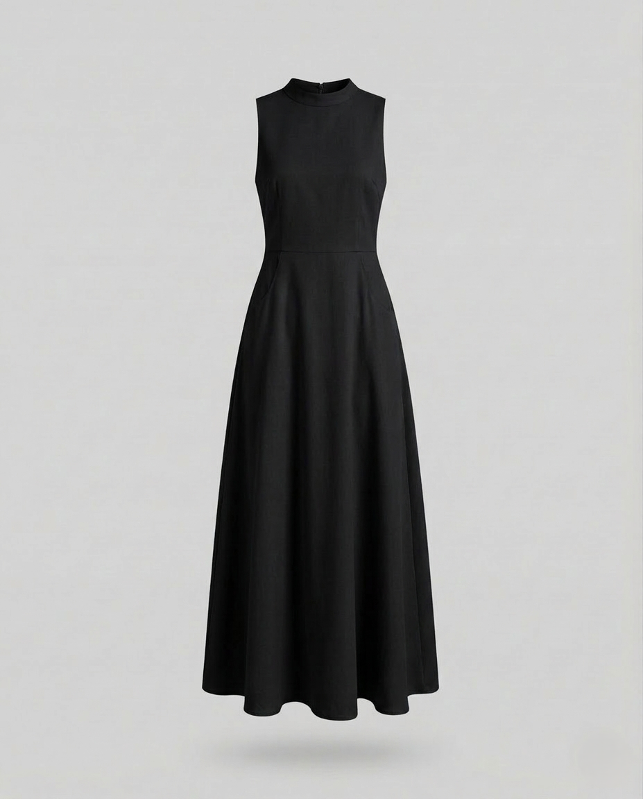 Women Sleeveless Maxi Dress with Ribbed Top