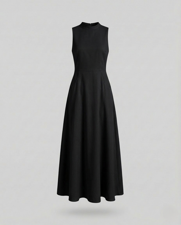 Women Sleeveless Maxi Dress with Ribbed Top