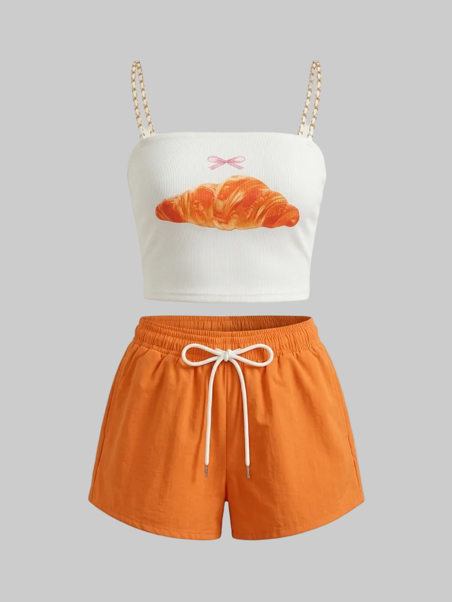 Women's two-piece summer sports set with tank top