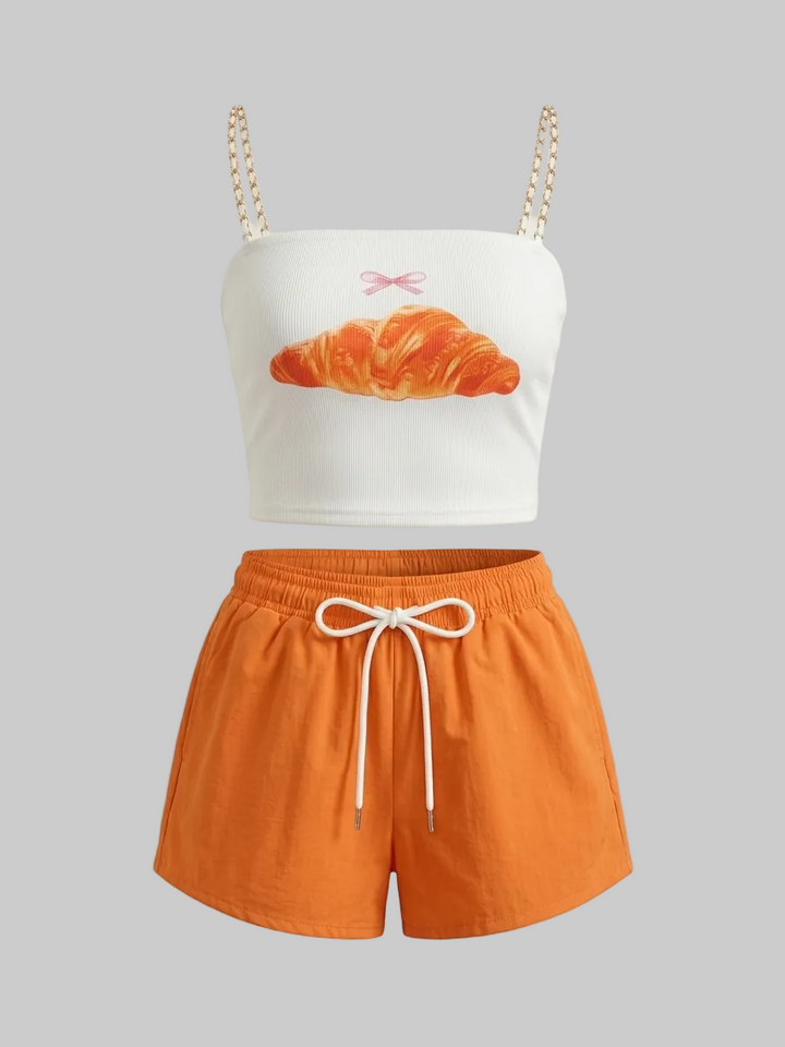 Women's two-piece summer sports set with tank top