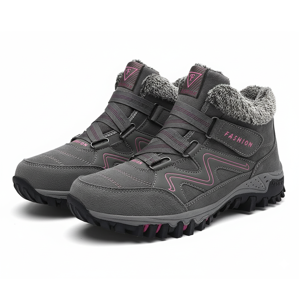 Women's Ankle Boots with Lace-Up and Padded Collar Tread