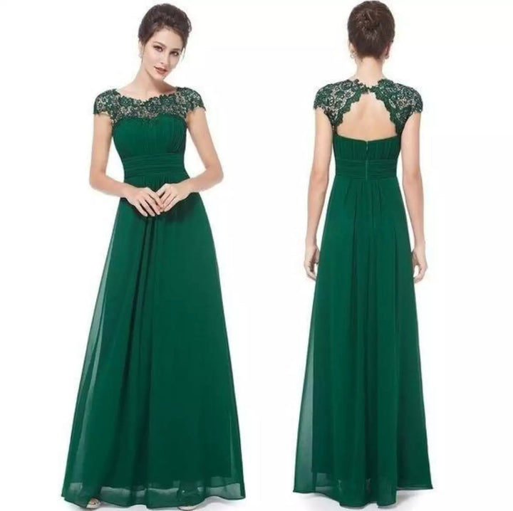 Women's V-Neck Wedding Guest Maxi Dress with Gathered Waist