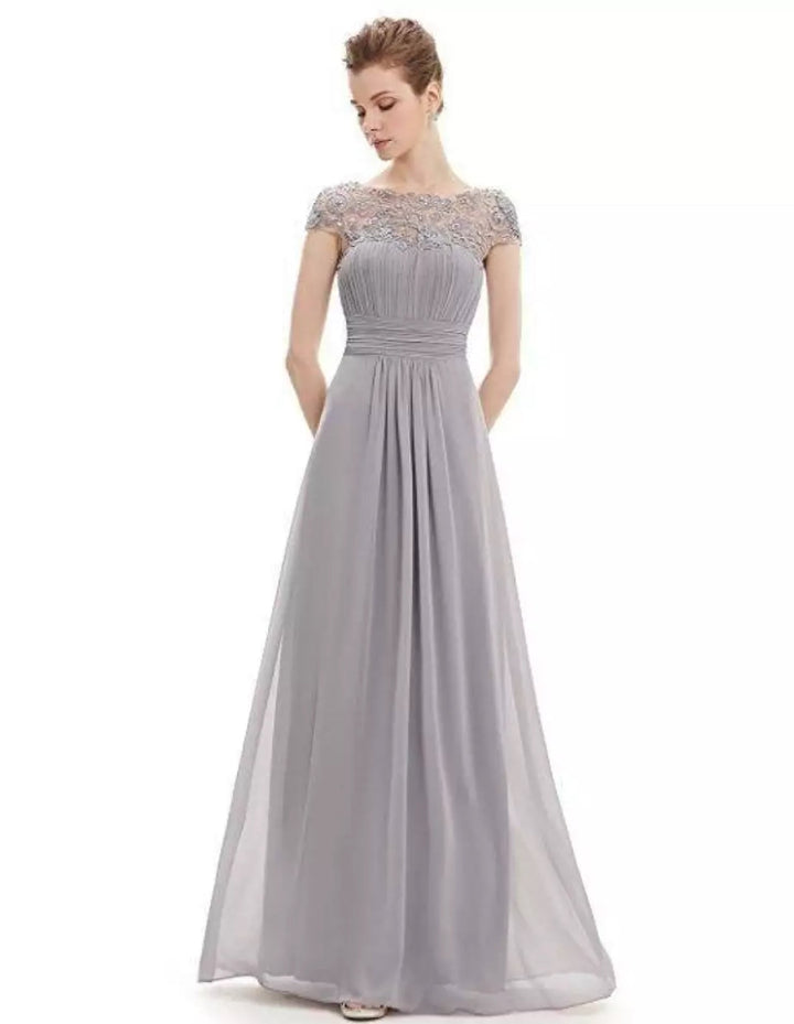 Women's V-Neck Wedding Guest Maxi Dress with Gathered Waist