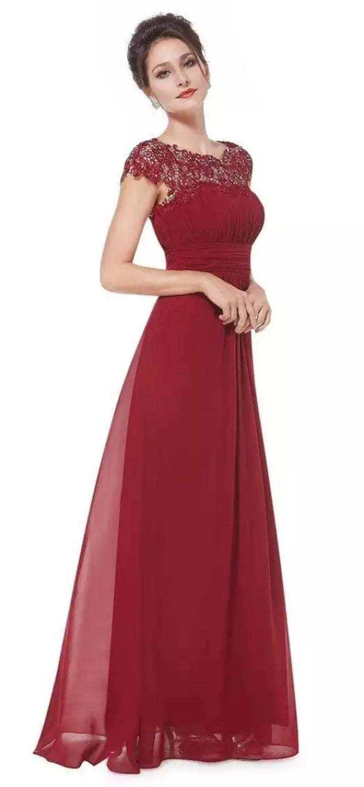 Women's V-Neck Wedding Guest Maxi Dress with Gathered Waist