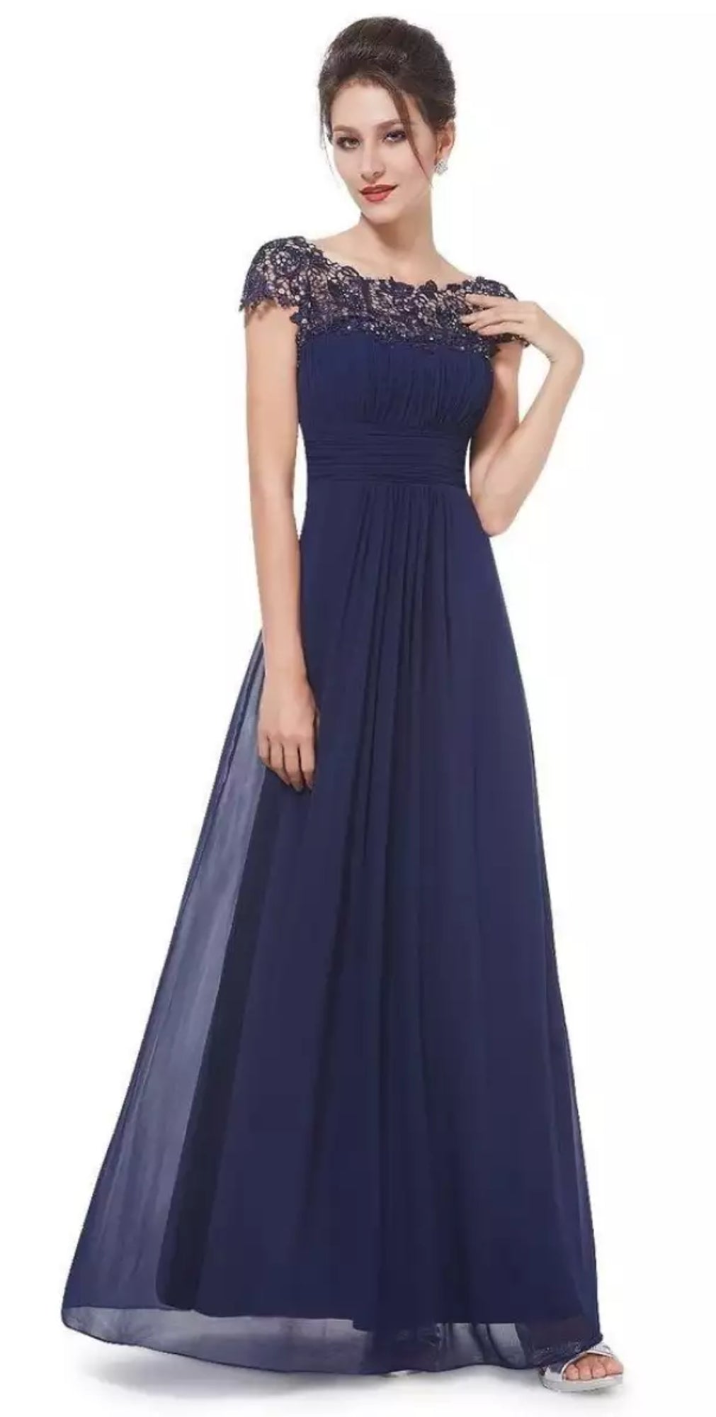 Women's V-Neck Wedding Guest Maxi Dress with Gathered Waist
