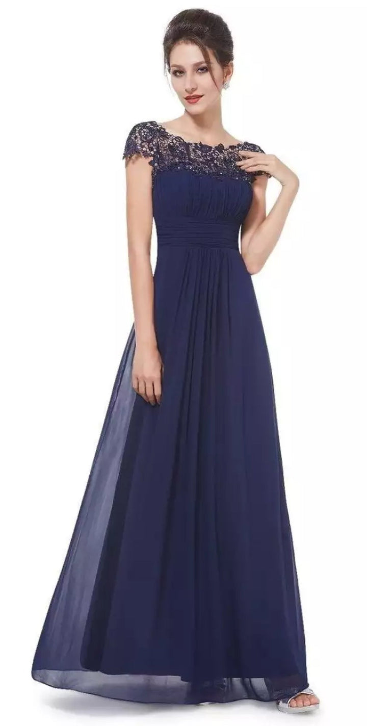 Women's V-Neck Wedding Guest Maxi Dress with Gathered Waist