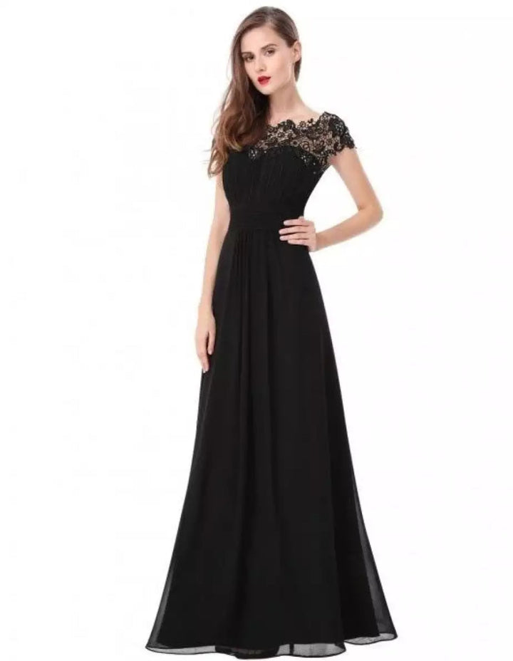 Women's V-Neck Wedding Guest Maxi Dress with Gathered Waist