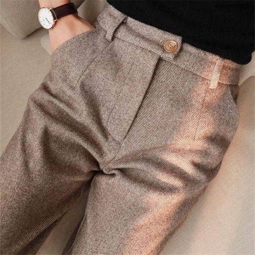Women’s Tapered Pants with Button Front Adjustable Cuffs