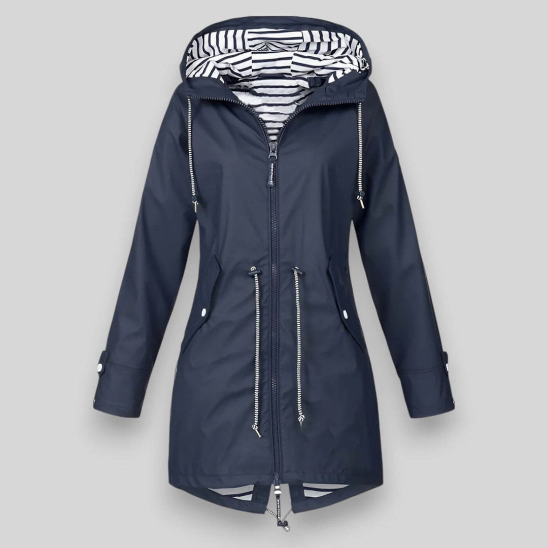 Women's Hooded Longline Jacket with Zipper and Drawstring