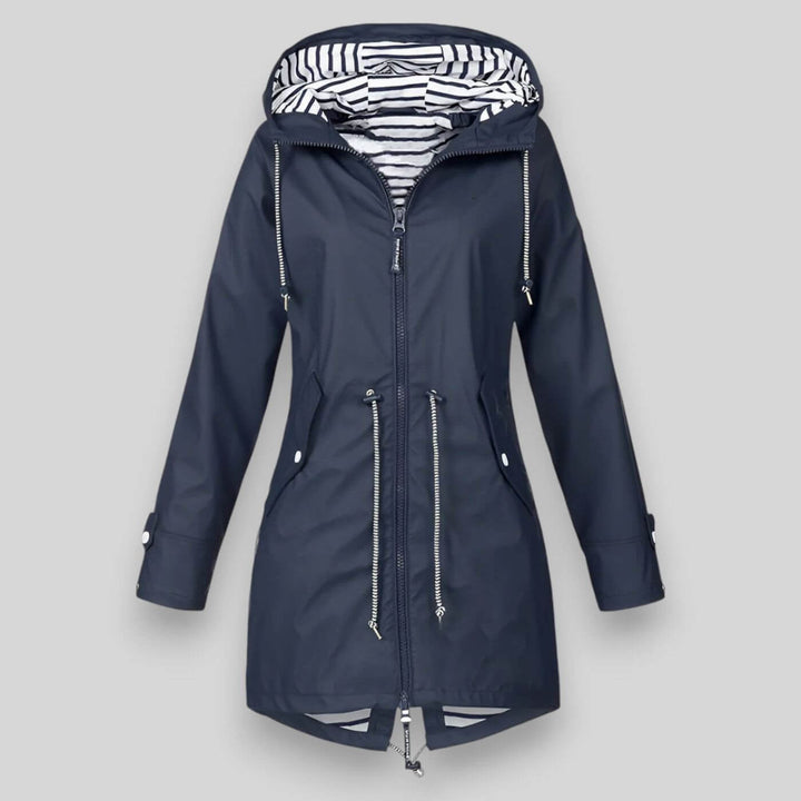 Women's Hooded Longline Jacket with Zipper and Drawstring
