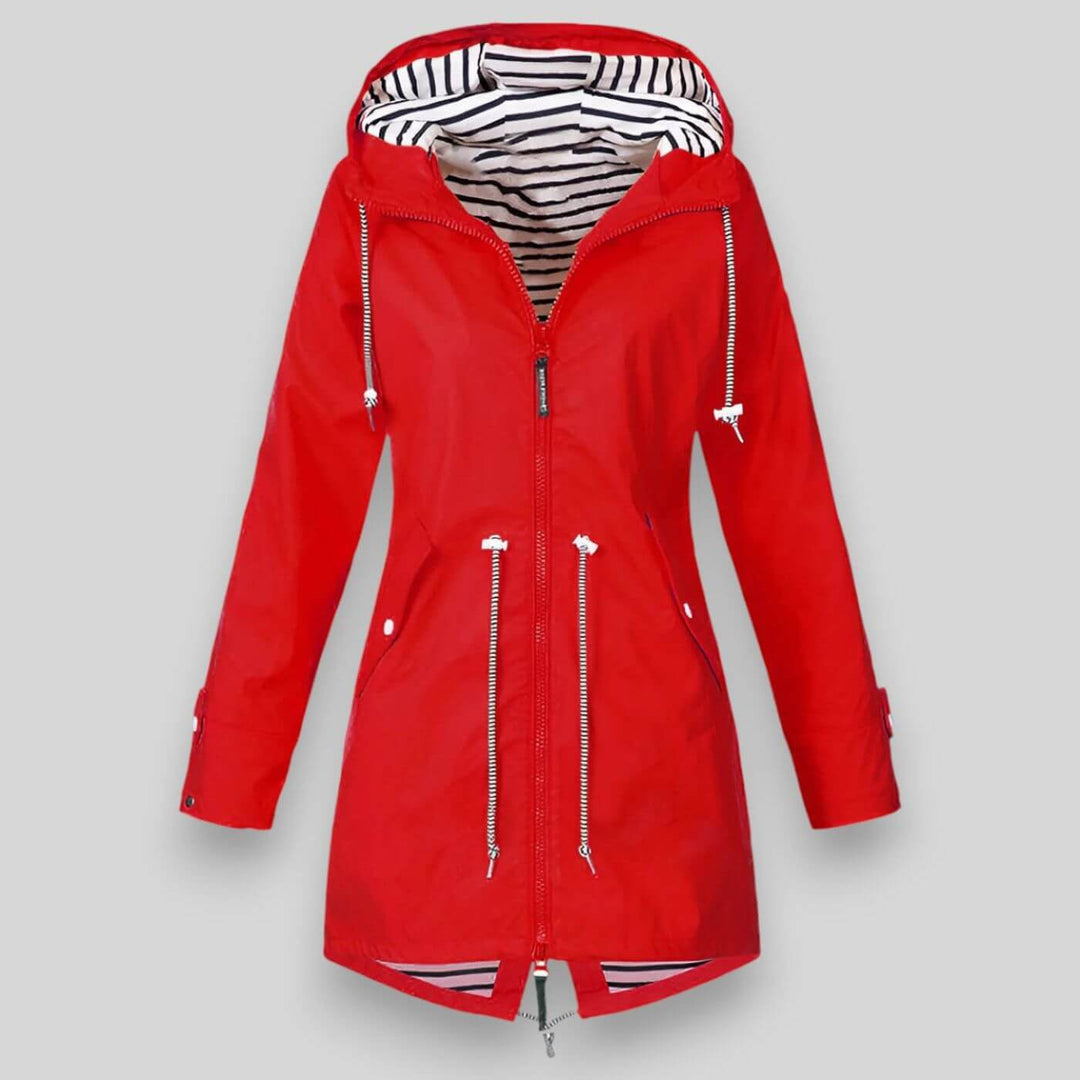 Women's Hooded Longline Jacket with Zipper and Drawstring