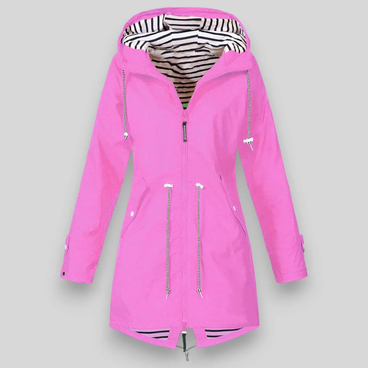 Women's Hooded Longline Jacket with Zipper and Drawstring