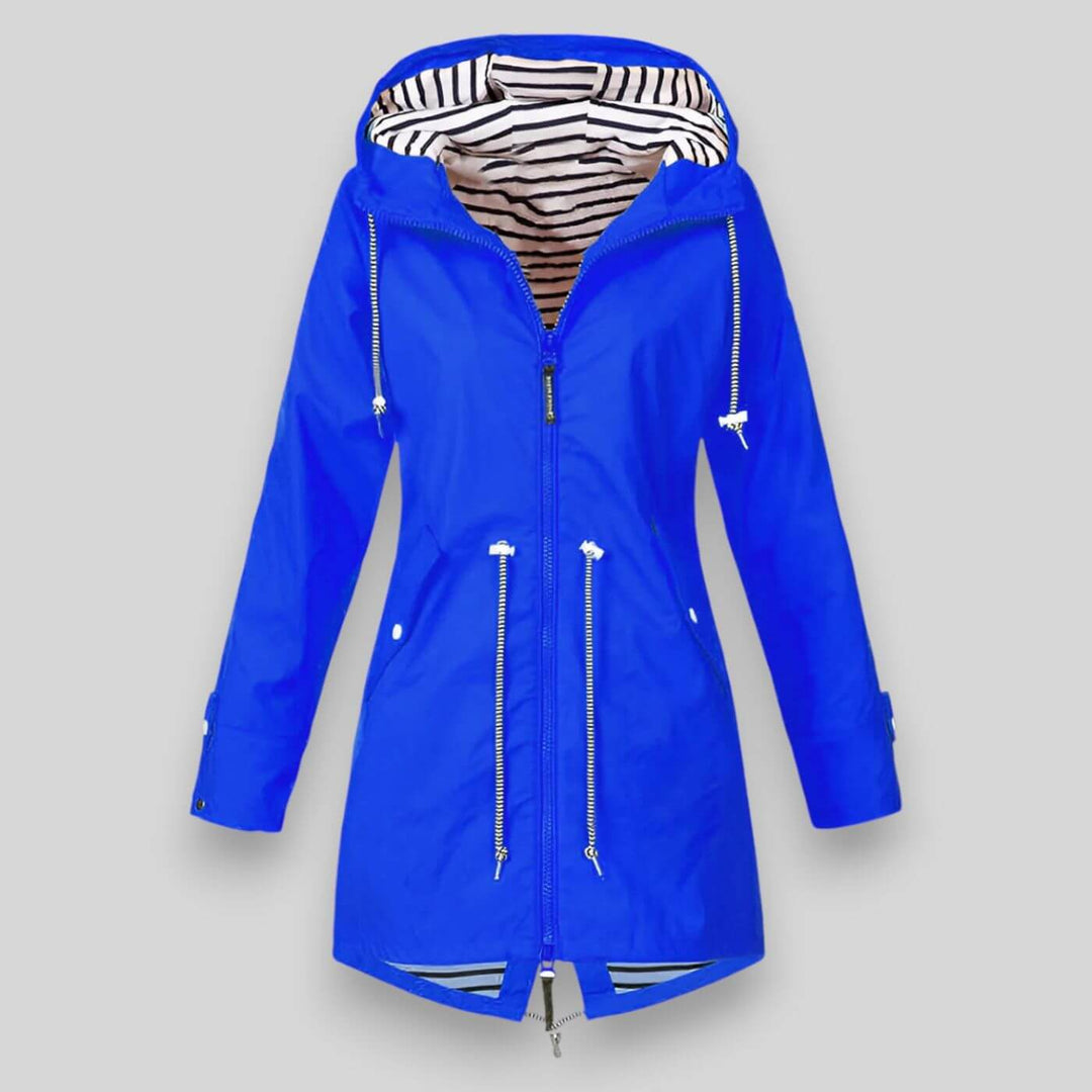 Women's Hooded Longline Jacket with Zipper and Drawstring