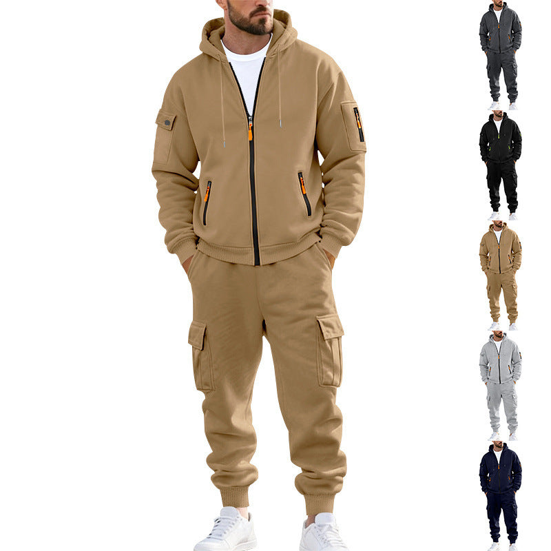 Men's nano urban functional cargo sweat set with hoodie, zippered pockets, and tapered cargo jogger StylebySassy