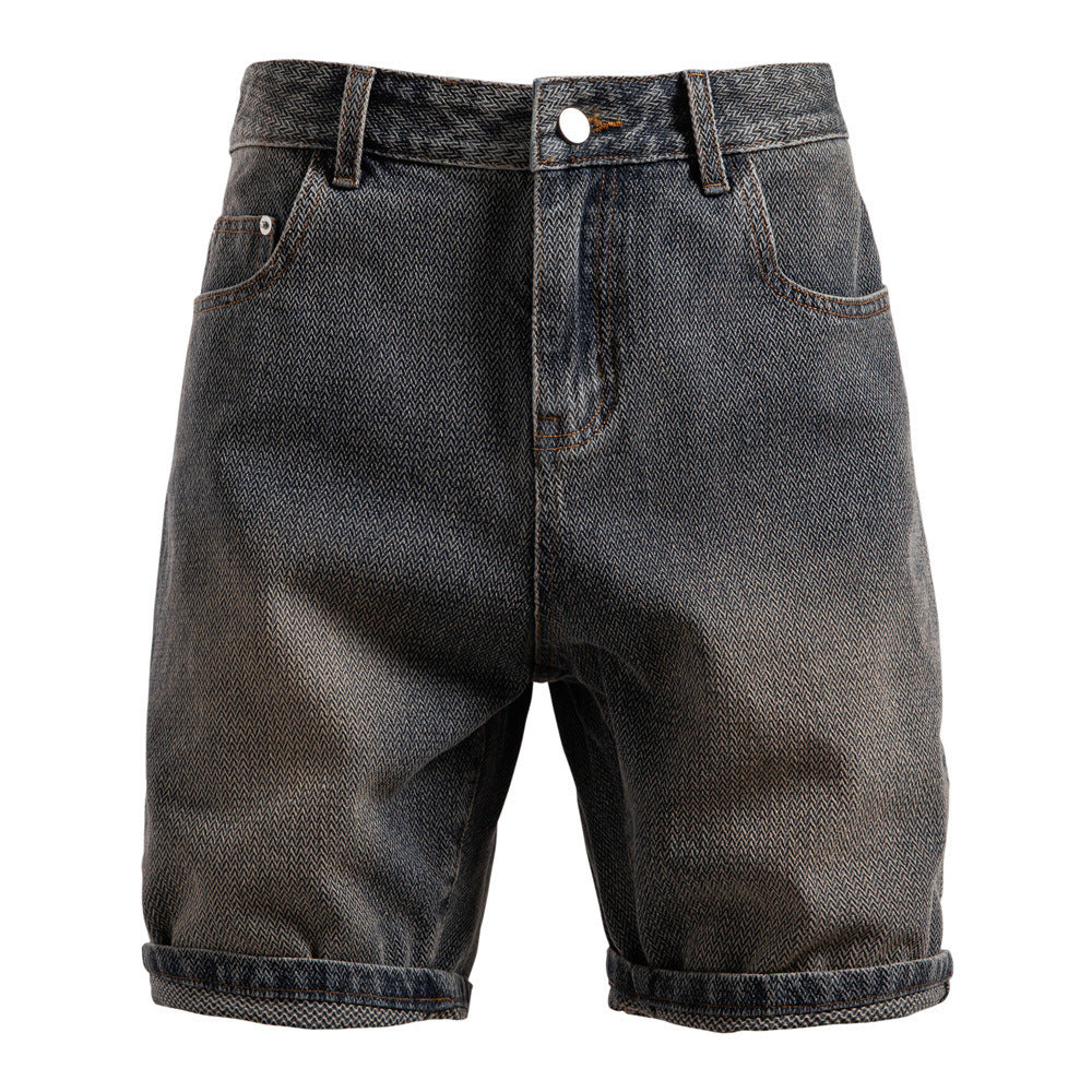 Men's denim shorts with turn-up, mid-rise waistband and classic pocket configuration StylebySassy