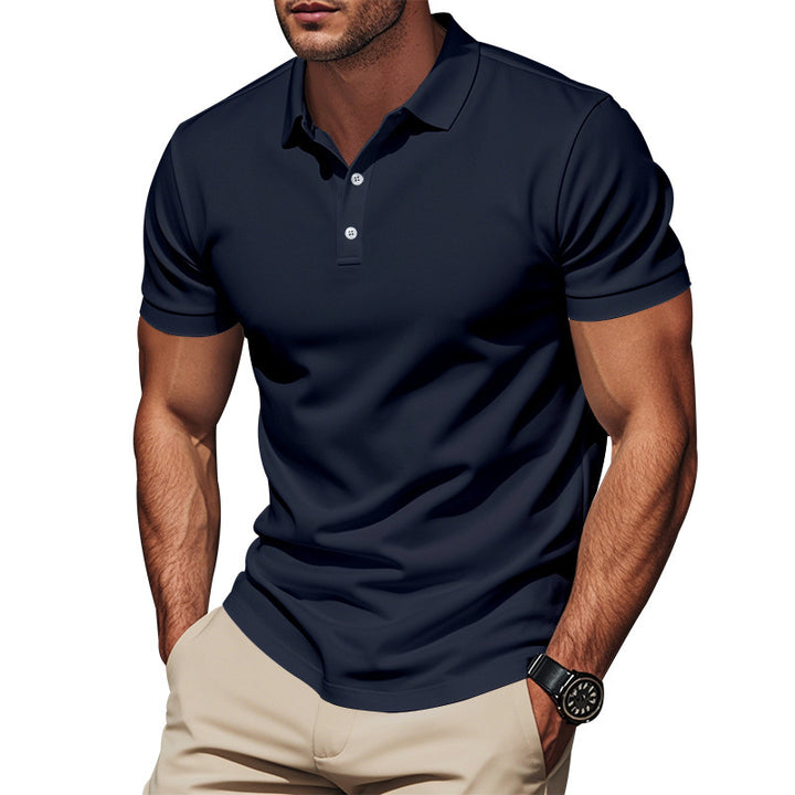 Men's breathable piqué polo shirt short sleeve with button placket StylebySassy