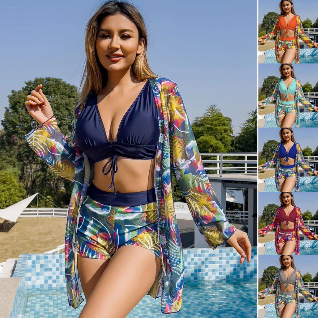 Ladies bikini set with floral wrap top and comfortable shorts StylebySassy