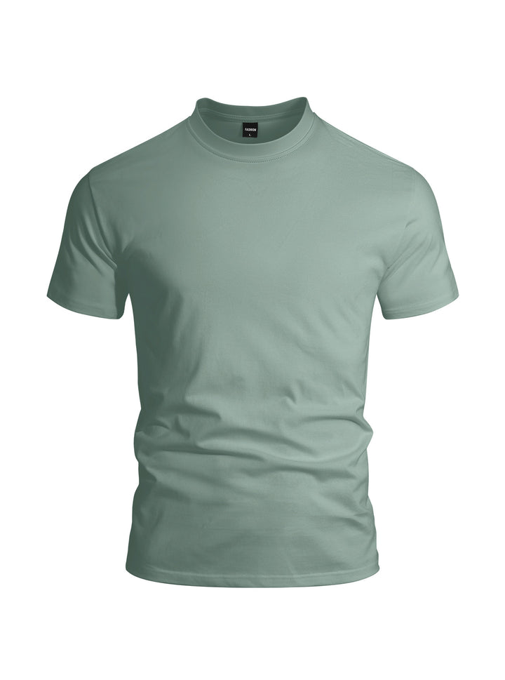 Men's close-fitting round neck basic shirt made of single jersey with reinforced neckband StylebySassy