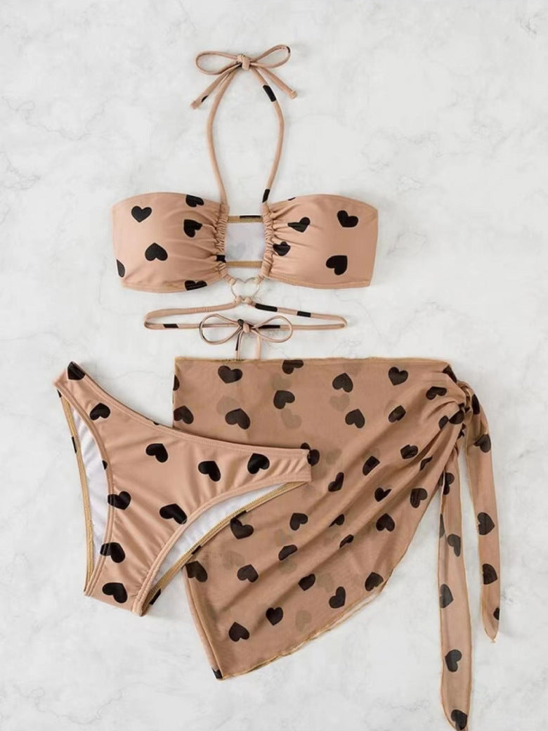 Women's Bandeau Bikini Set with Playful Heart Design StylebySassy