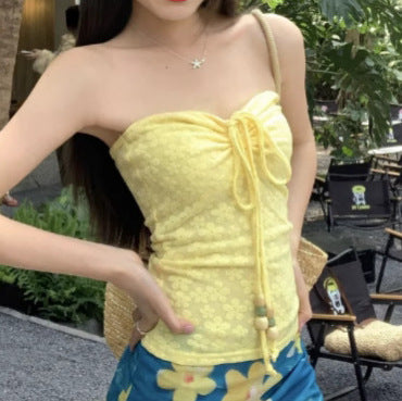 Women's Strapless Corset Top with Refined Satin Ribbons StylebySassy