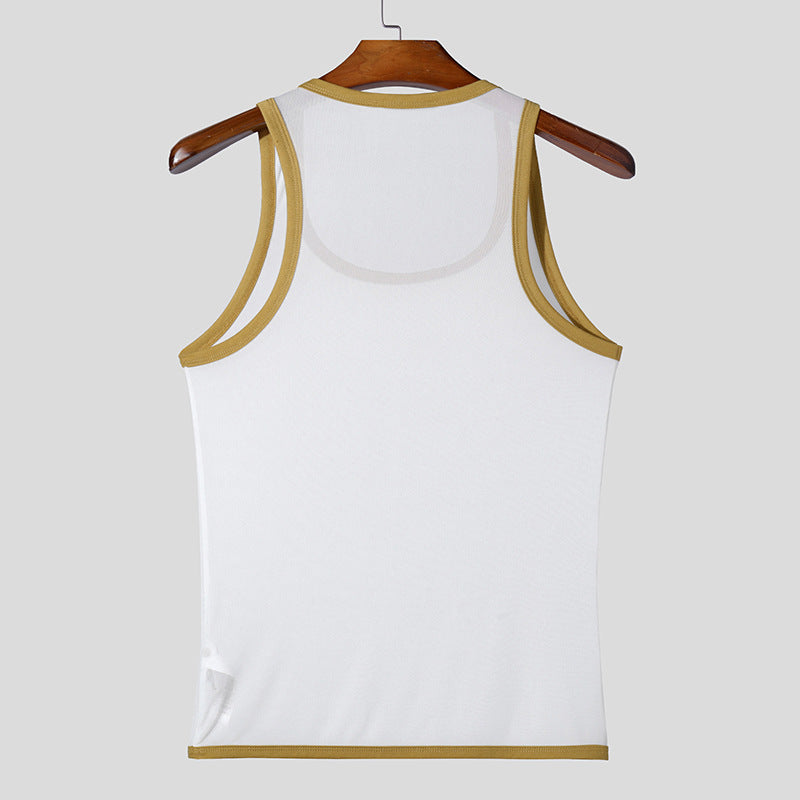 Men's ringer top made of fine cotton elastane with contrasting piping and slim fit StylebySassy