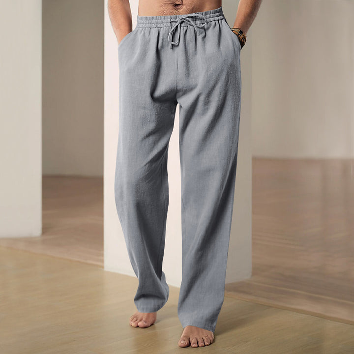 Men's casual linen-cotton pants with elastic waistband and drawstring StylebySassy