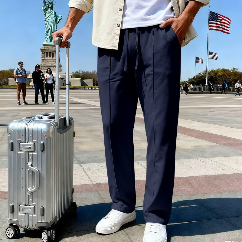 Men's casual-elegant pleated sweatpants with crease, elastic drawstring waistband and side pockets StylebySassy