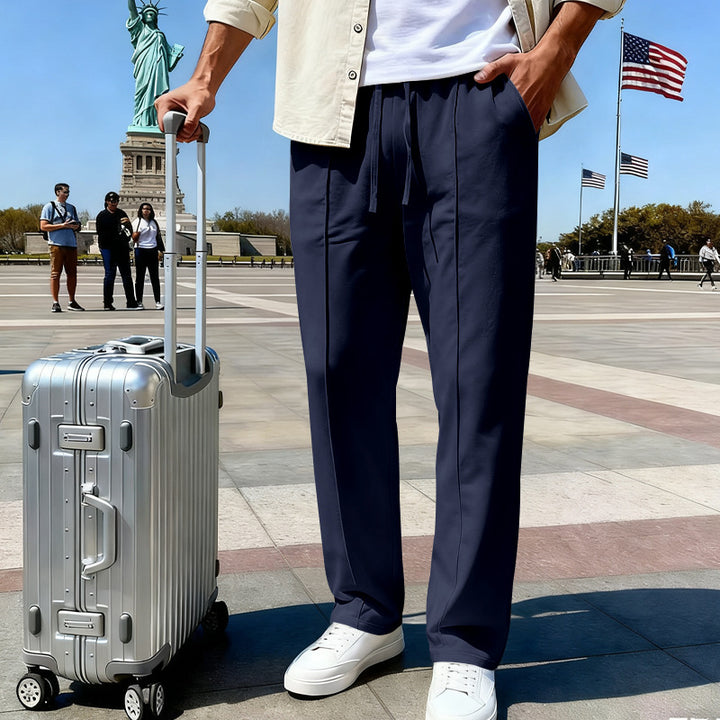 Men's casual-elegant pleated sweatpants with crease, elastic drawstring waistband and side pockets StylebySassy