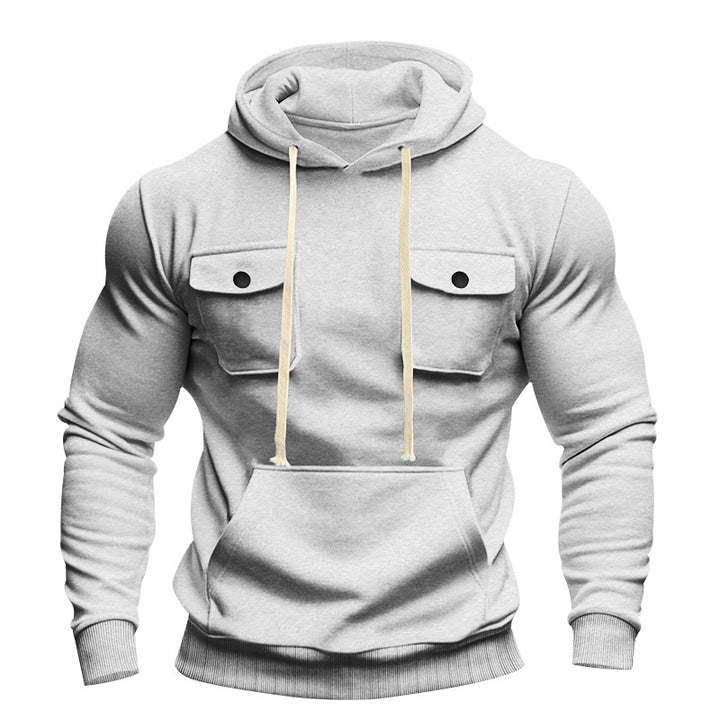 Men's urban hoodie with chest flaps, kangaroo pocket, and athletic fit StylebySassy