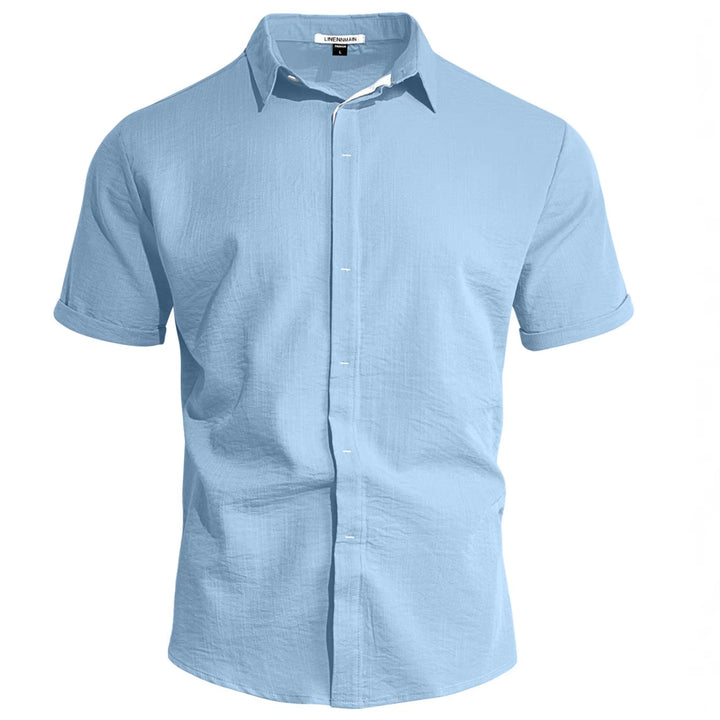 Men's breathable linen shirt with kent collar and rolled-up sleeves StylebySassy