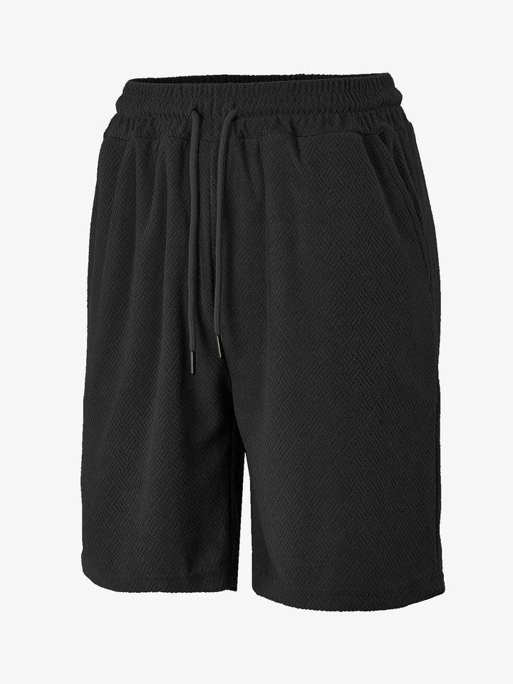 Men's terry shorts with herringbone texture, elastic drawstring waistband, and side pockets StylebySassy