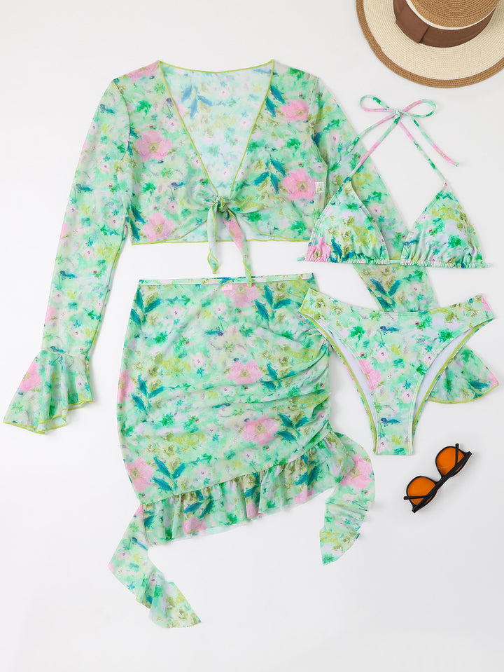 Women Blouse Swimsuit with Colorful Flower Pattern StylebySassy