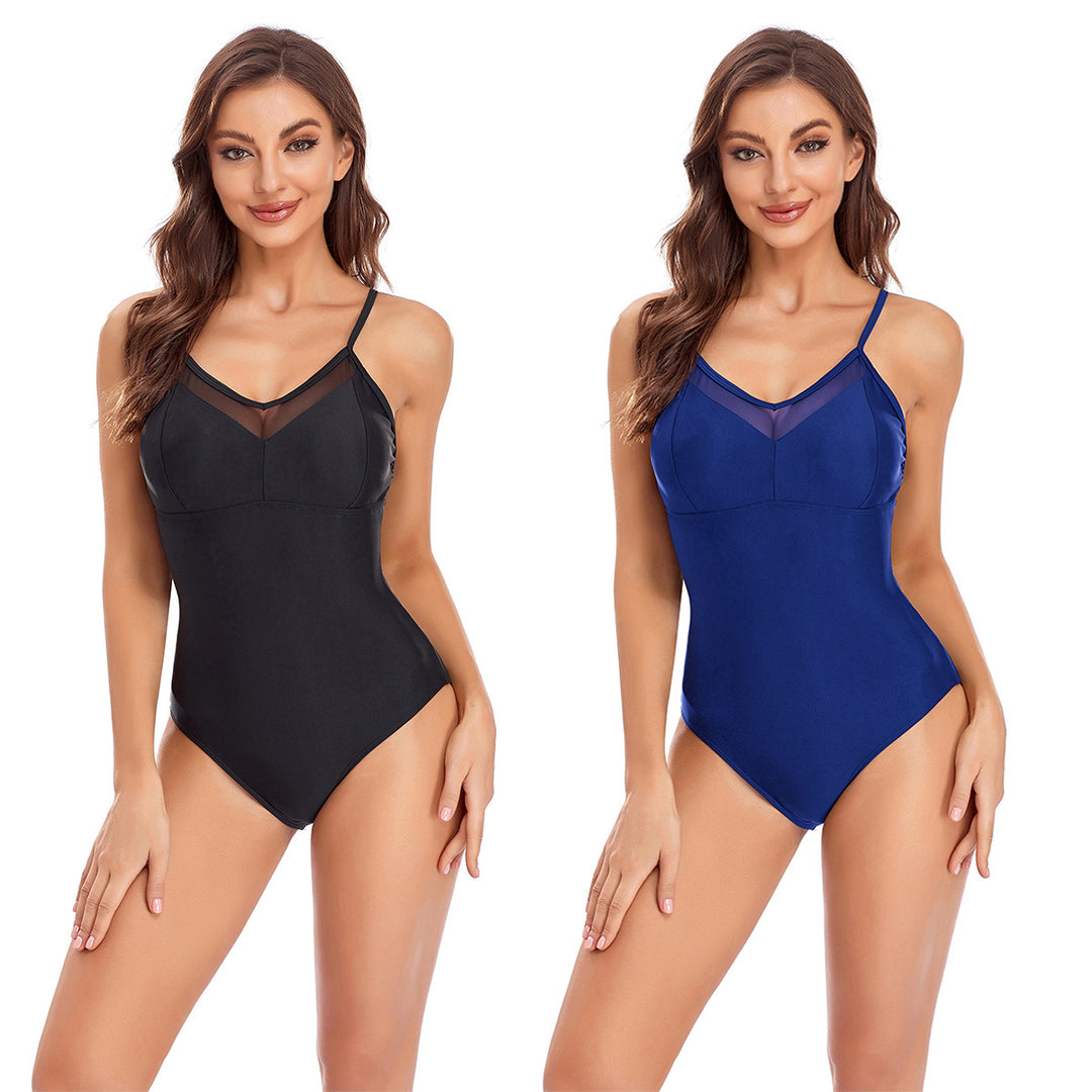 Women's One-Piece Swimsuit with Transparent Mesh Inserts StylebySassy