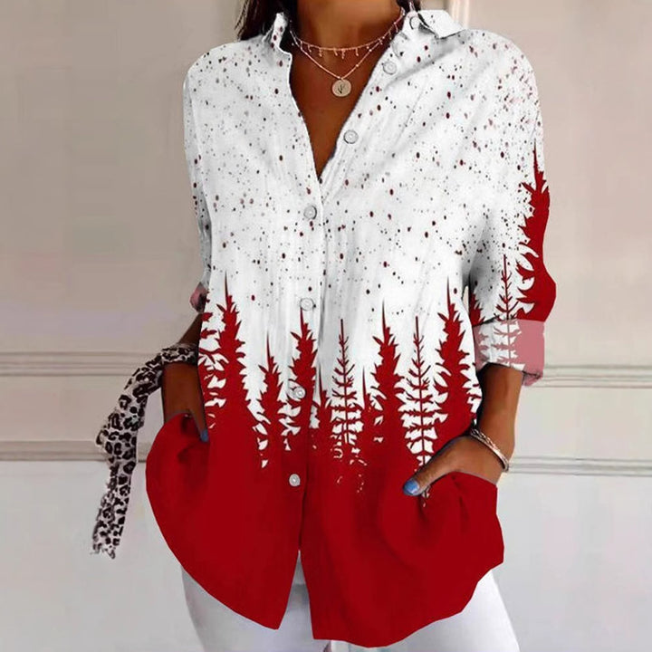 Women's longline shirt blouse with fir silhouette, full-button placket and side pockets StylebySassy