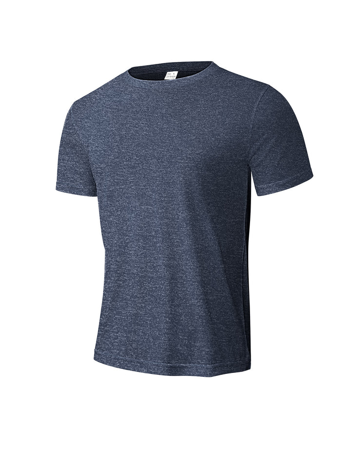 Men's melange functional T-shirt with round neck, lightweight cotton blend and breathable structure StylebySassy