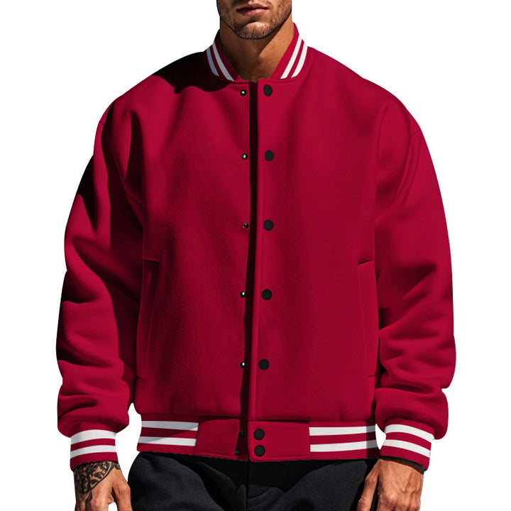 Men's nan college cardigan in retro look with ribbed collar, snap button closure and side pockets StylebySassy