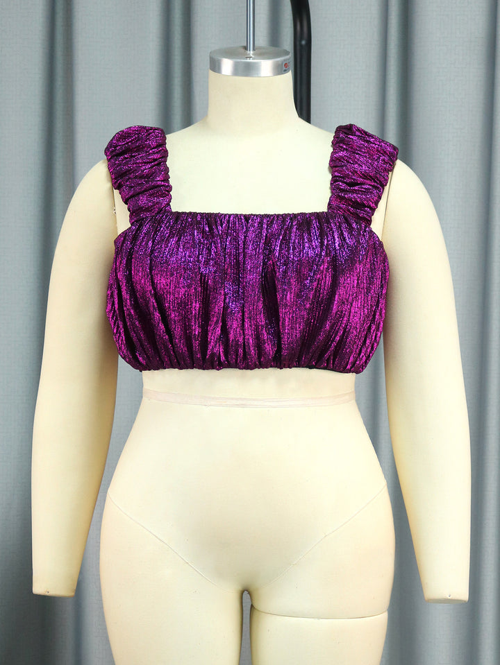 Ladies Glamorous Crop Top with Pleated Sleeves StylebySassy