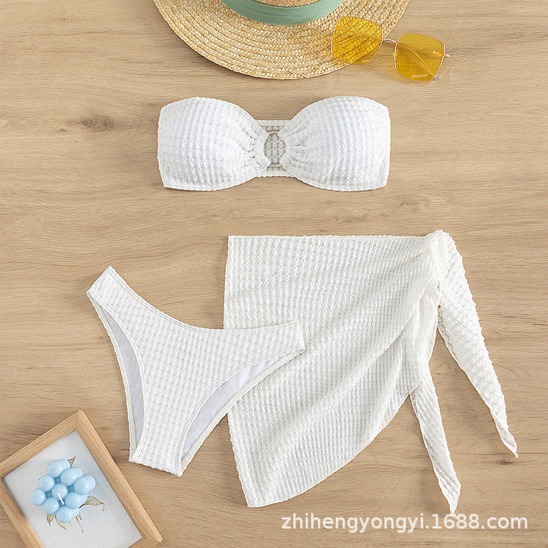 Women's bandeau bikini with cut-out design and matching skirt StylebySassy