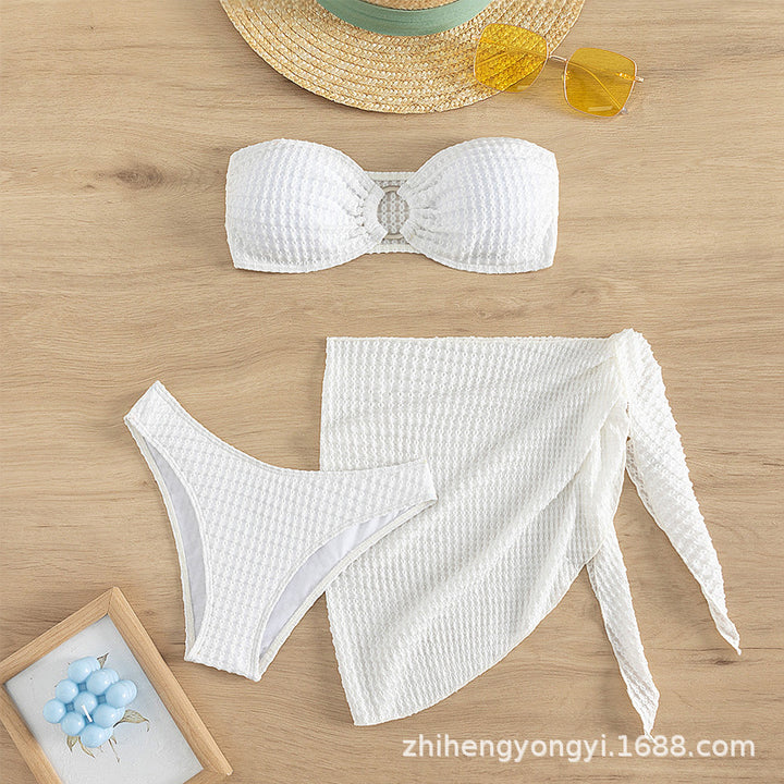 Women's bandeau bikini with cut-out design and matching skirt StylebySassy