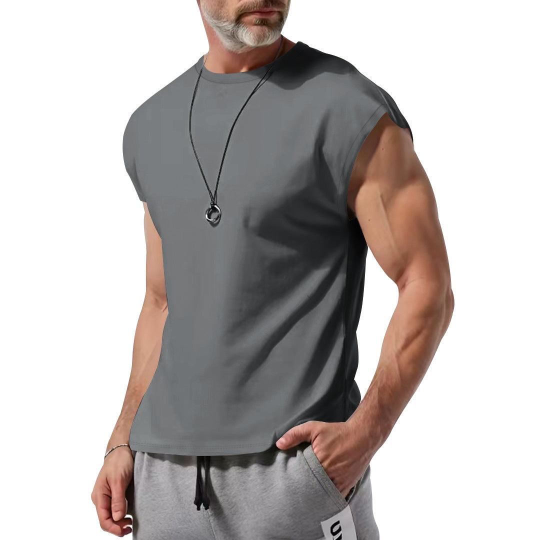 Men's lightweight athletic sleeveless muscle shirt with raw arm finish and elastic cotton blend StylebySassy