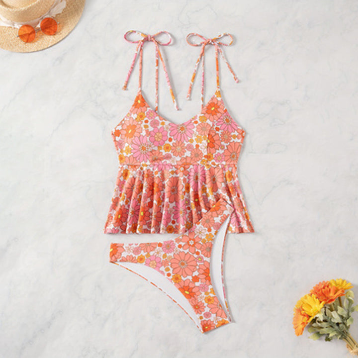 Ladies floral pattern bikini with voluminous top StylebySassy