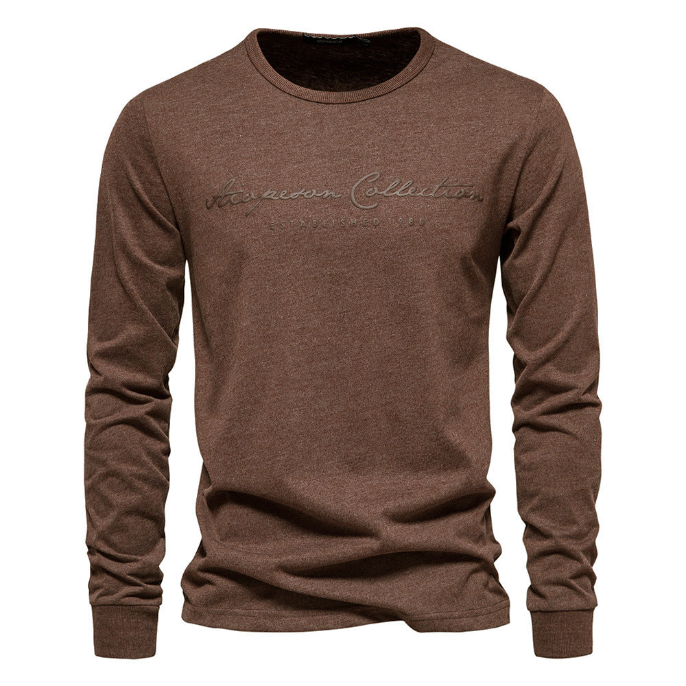 Men's Nano Minimalist Round Neck Sweatshirt Made of Cotton Blend with Ribbed Cuffs StylebySassy