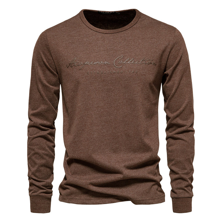 Men's Nano Minimalist Round Neck Sweatshirt Made of Cotton Blend with Ribbed Cuffs StylebySassy