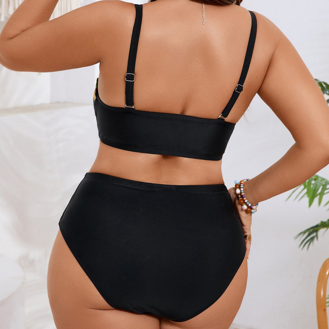 Women's Bandeau Bikini Set with Floral Accent StylebySassy