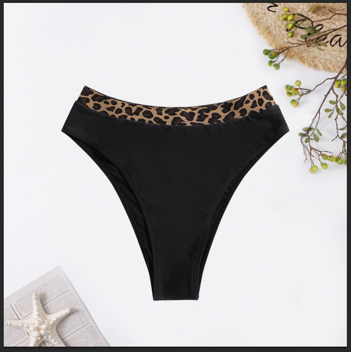 Women High-Waisted Bikini Bottom with Fashionable Leopard Print StylebySassy