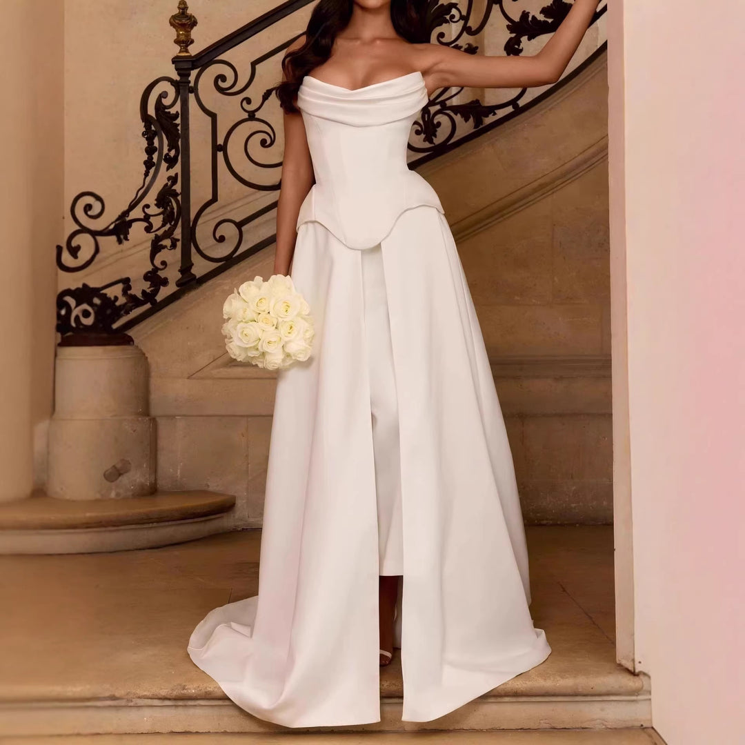 Women High-Quality Wedding Dress with Elegant Draping and Heart-Shaped Neckline StylebySassy