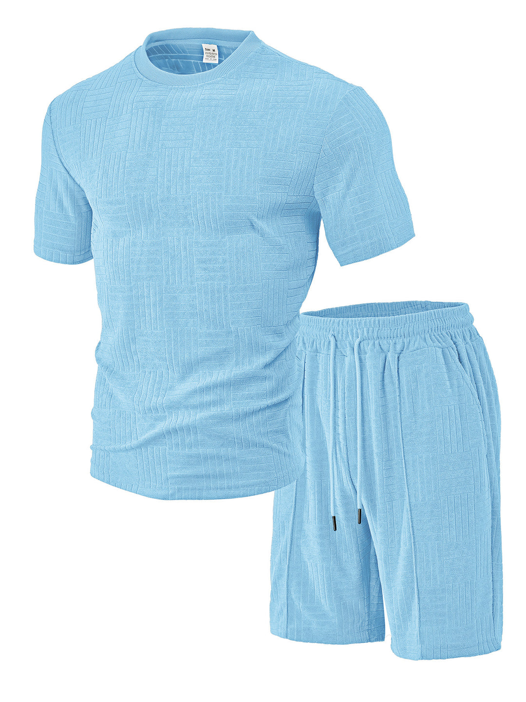 Men's nano relief structure lounge two-piece with short sleeve round neck and elastic drawstring Bermuda StylebySassy