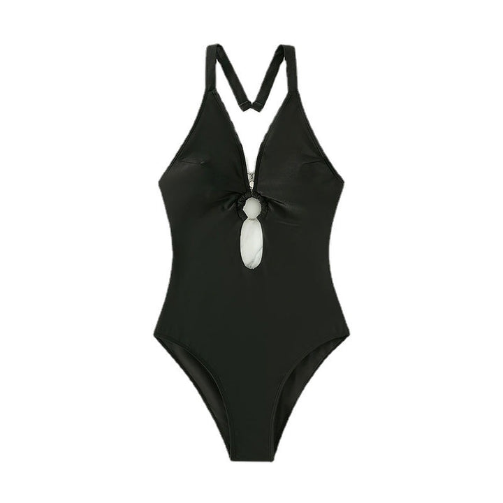 Women's one-piece swimsuit with fashionable V-neck and stylish neckline StylebySassy
