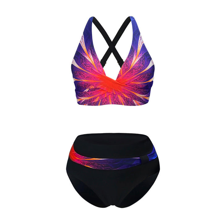 Women's sporty bikini set with trendy cut and modern graphic design StylebySassy