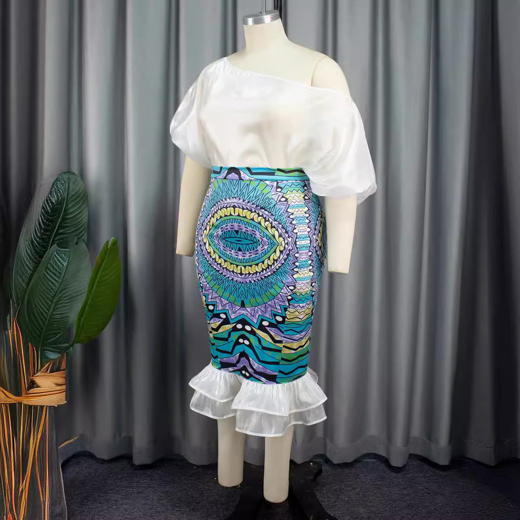 Women Elegant Dress with Asymmetric Design and Colorful Print StylebySassy